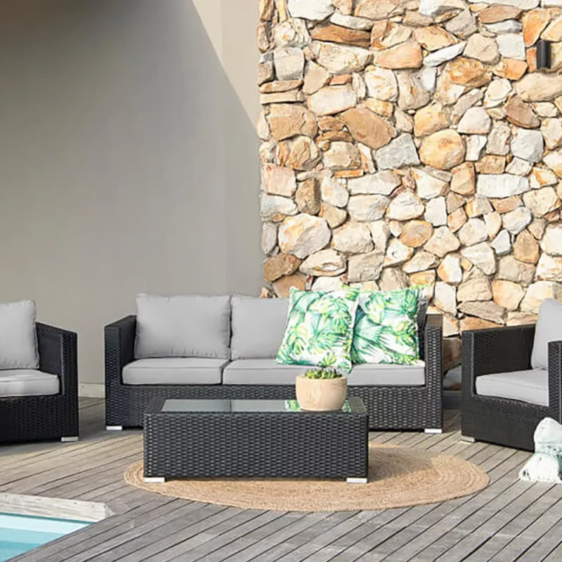 Montana 4 Piece Patio Lounge Set – Black